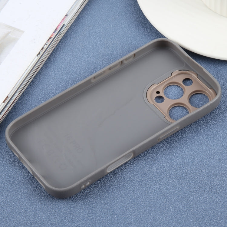 For iPhone 16 Pro Plain Imitation Leather Back Cover Phone Case