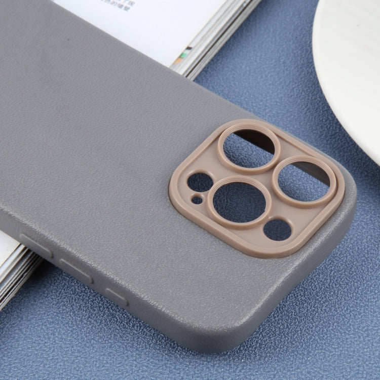 For iPhone 16 Pro Plain Imitation Leather Back Cover Phone Case