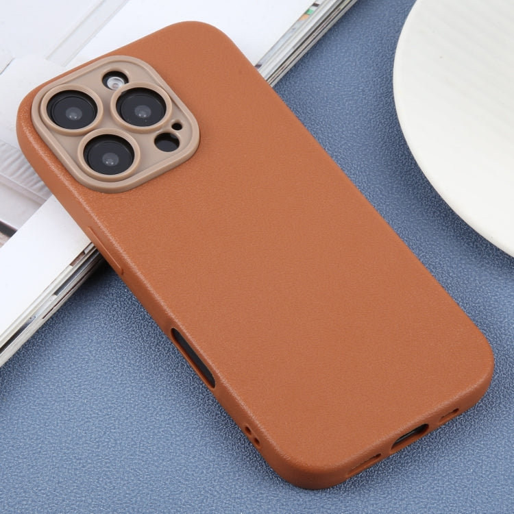 For iPhone 16 Pro Plain Imitation Leather Back Cover Phone Case
