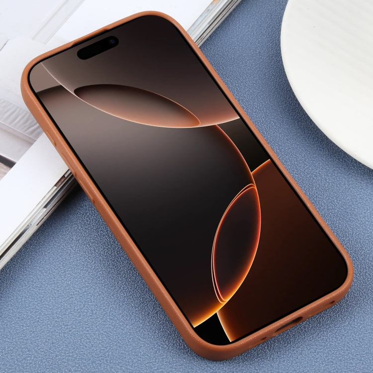 For iPhone 16 Pro Plain Imitation Leather Back Cover Phone Case