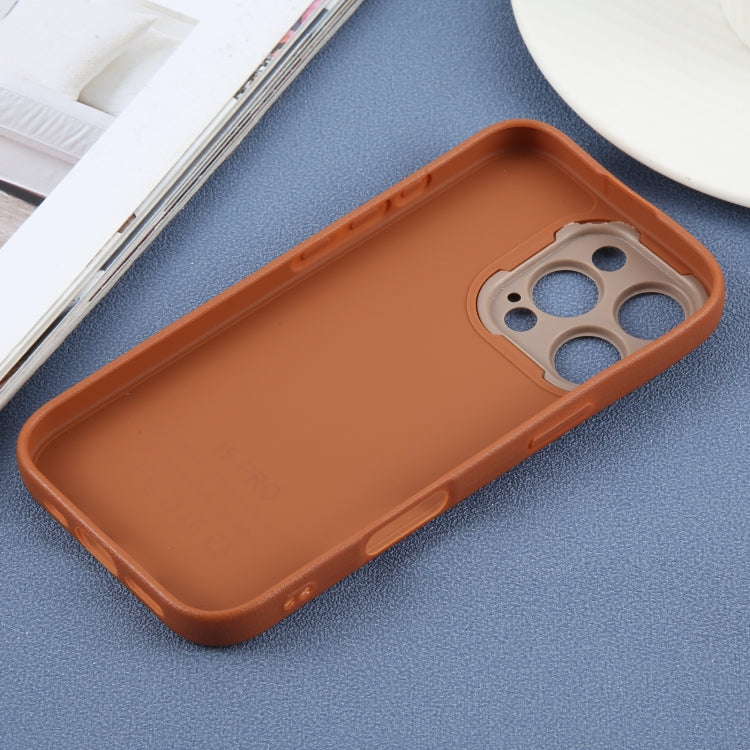 For iPhone 16 Pro Plain Imitation Leather Back Cover Phone Case