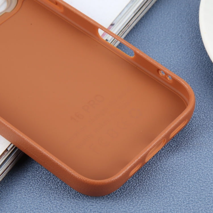 For iPhone 16 Pro Plain Imitation Leather Back Cover Phone Case