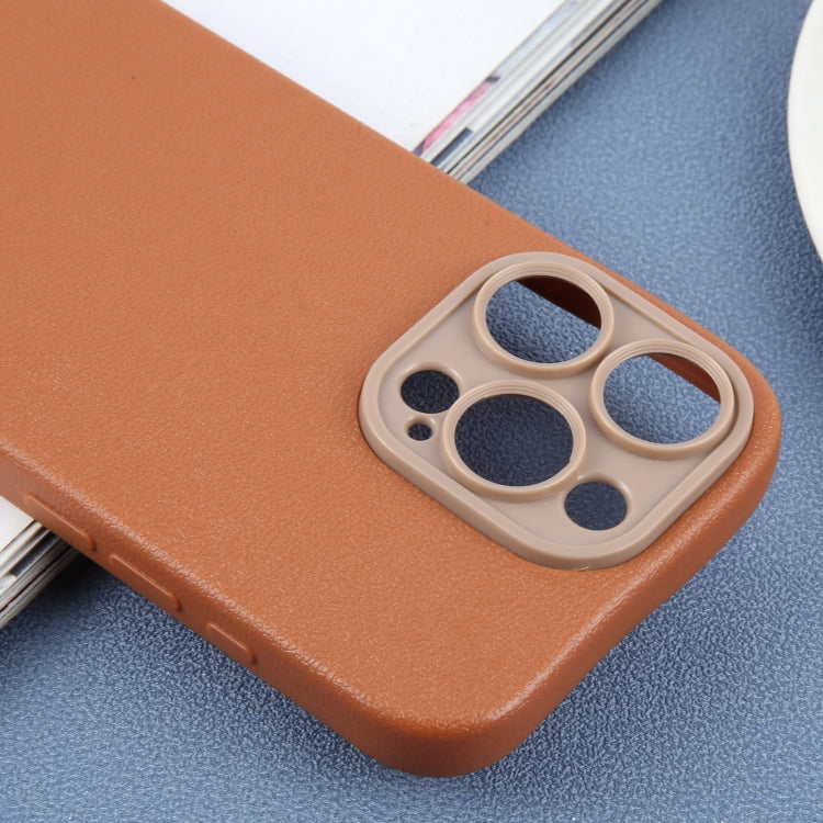 For iPhone 16 Pro Plain Imitation Leather Back Cover Phone Case