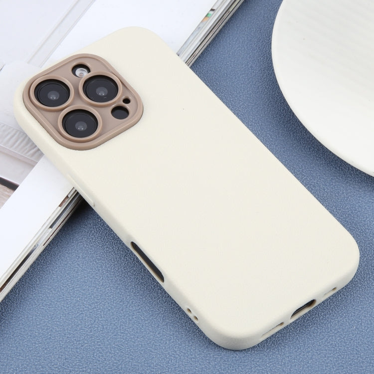 For iPhone 16 Pro Plain Imitation Leather Back Cover Phone Case