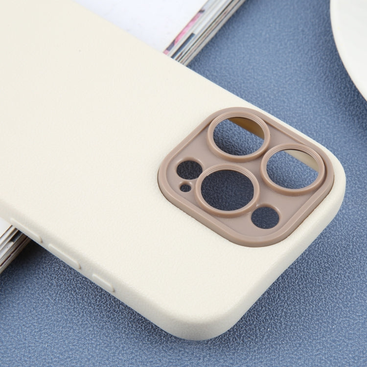 For iPhone 16 Pro Plain Imitation Leather Back Cover Phone Case