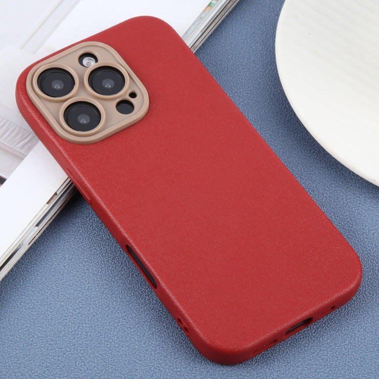 For iPhone 16 Pro Plain Imitation Leather Back Cover Phone Case
