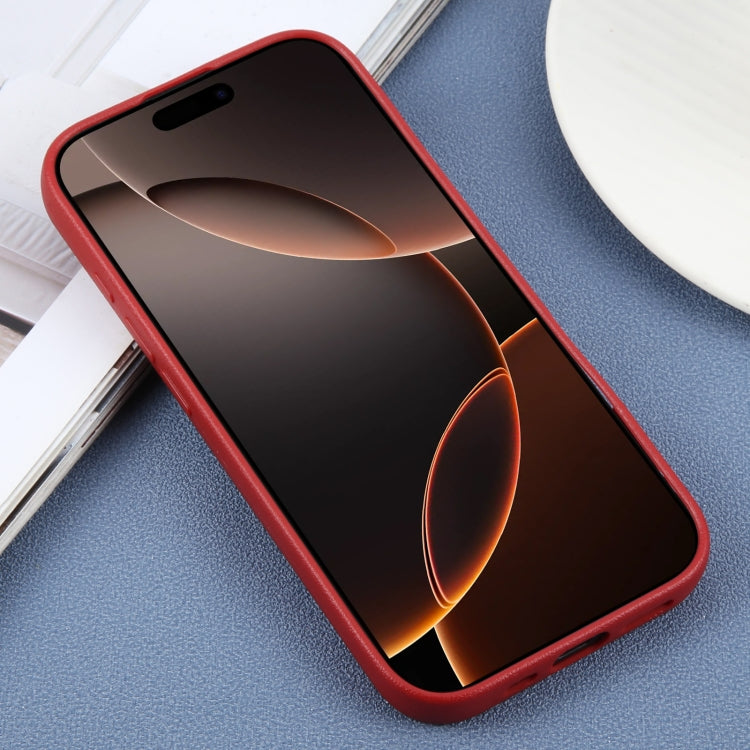 For iPhone 16 Pro Plain Imitation Leather Back Cover Phone Case