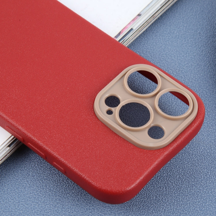 For iPhone 16 Pro Plain Imitation Leather Back Cover Phone Case