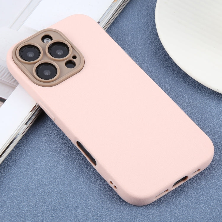 For iPhone 16 Pro Plain Imitation Leather Back Cover Phone Case