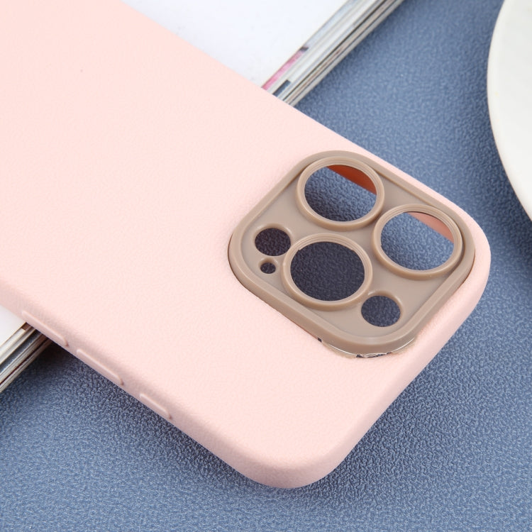 For iPhone 16 Pro Plain Imitation Leather Back Cover Phone Case