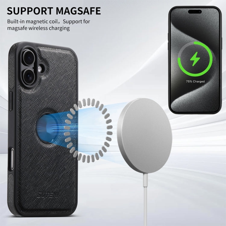 For iPhone 16 Suteni G1 Cross Texture MagSafe Phone Case