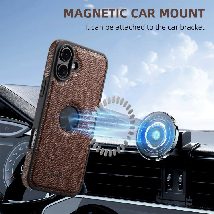 For iPhone 16 Suteni G1 Cross Texture MagSafe Phone Case