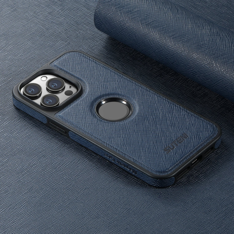 For iPhone 15 Plus Suteni G1 Cross Texture MagSafe Phone Case