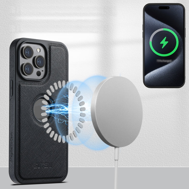 For iPhone 15 Suteni G1 Cross Texture MagSafe Phone Case