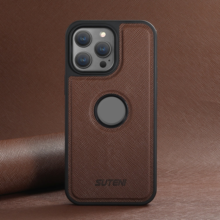 For iPhone 14 Plus Suteni G1 Cross Texture MagSafe Phone Case