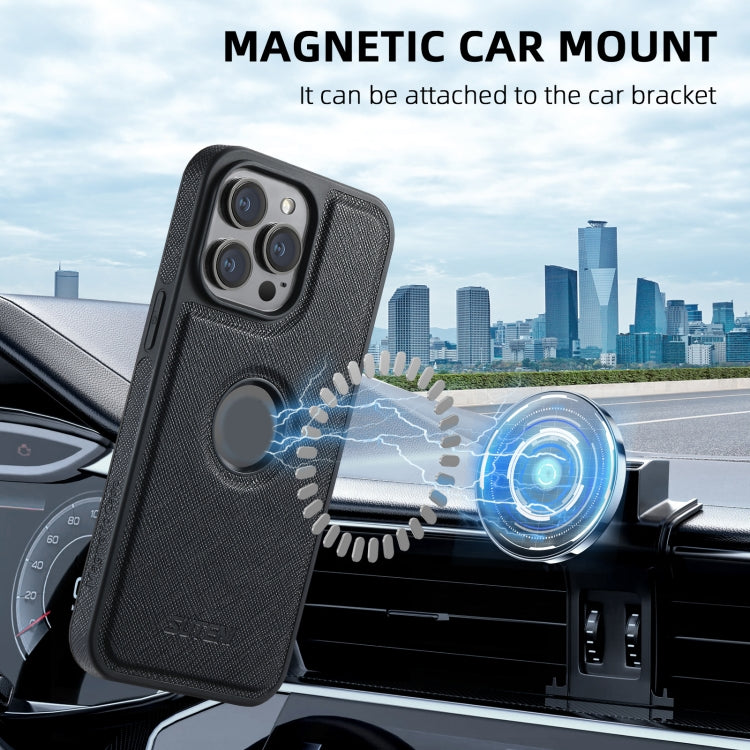 For iPhone 14 Pro Suteni G1 Cross Texture MagSafe Phone Case