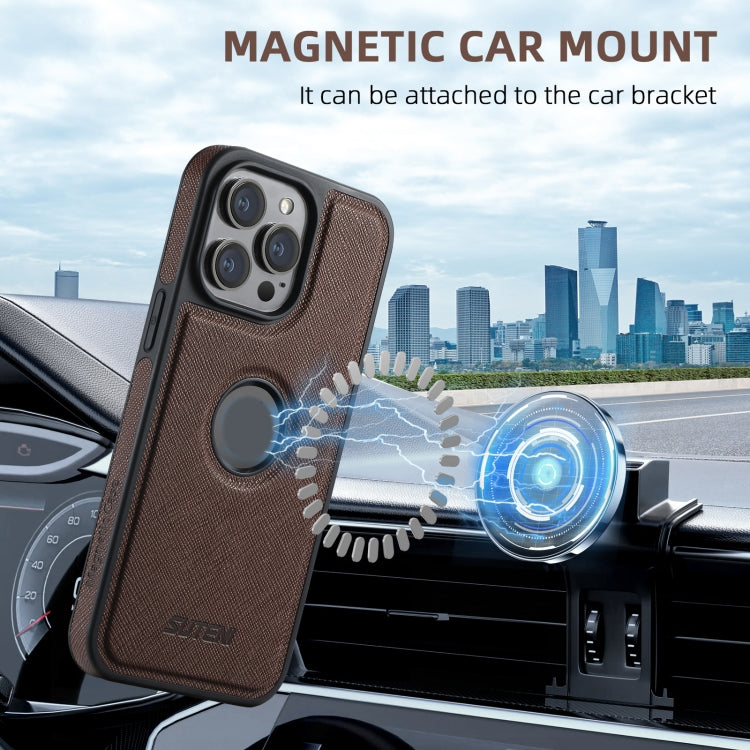 For iPhone 12 Pro Max Suteni G1 Cross Texture MagSafe Phone Case