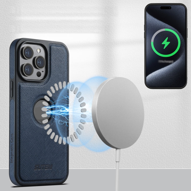 For iPhone 12 Pro Max Suteni G1 Cross Texture MagSafe Phone Case