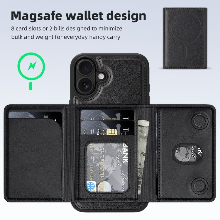 For iPhone 16 Plus Shield Multi-functional MagSafe Card Bag Phone Case