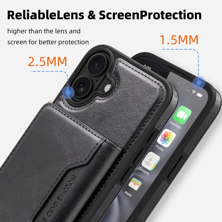 For iPhone 16 Plus Shield Multi-functional MagSafe Card Bag Phone Case