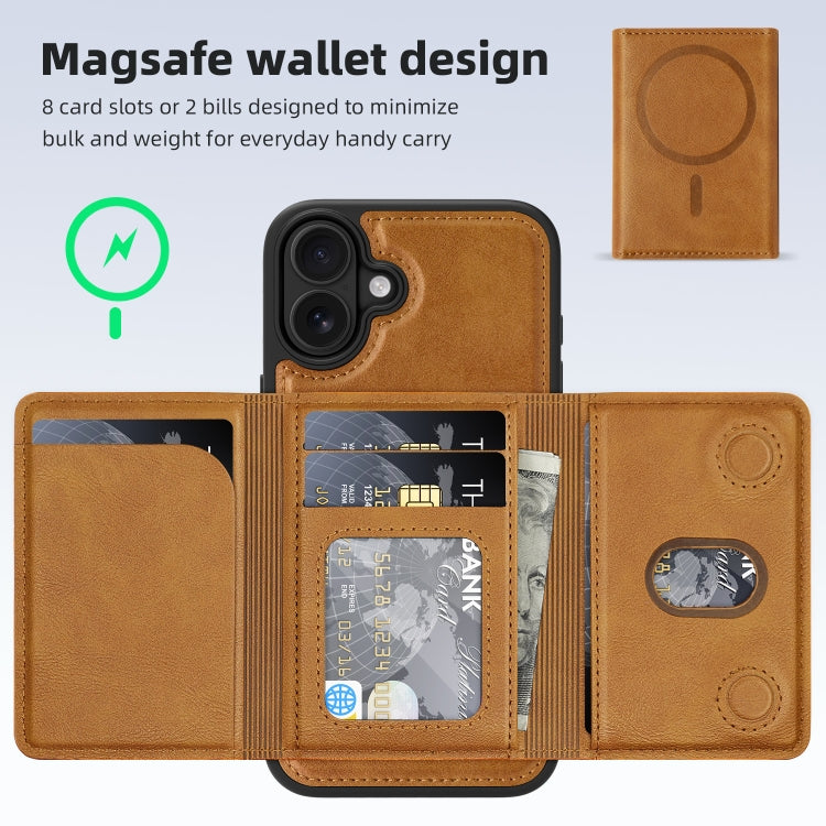 For iPhone 16 Plus Shield Multi-functional MagSafe Card Bag Phone Case