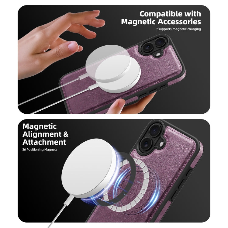 For iPhone 16 Plus Shield Multi-functional MagSafe Card Bag Phone Case