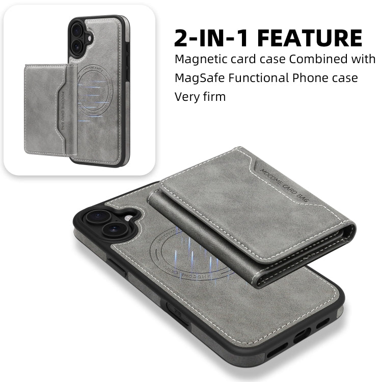 For iPhone 16 Plus Shield Multi-functional MagSafe Card Bag Phone Case
