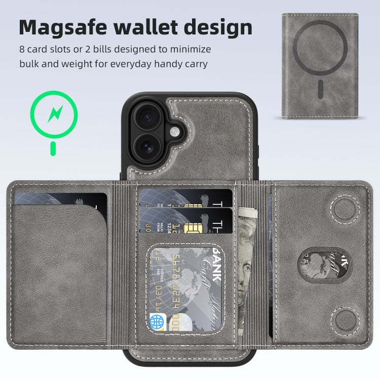 For iPhone 16 Plus Shield Multi-functional MagSafe Card Bag Phone Case