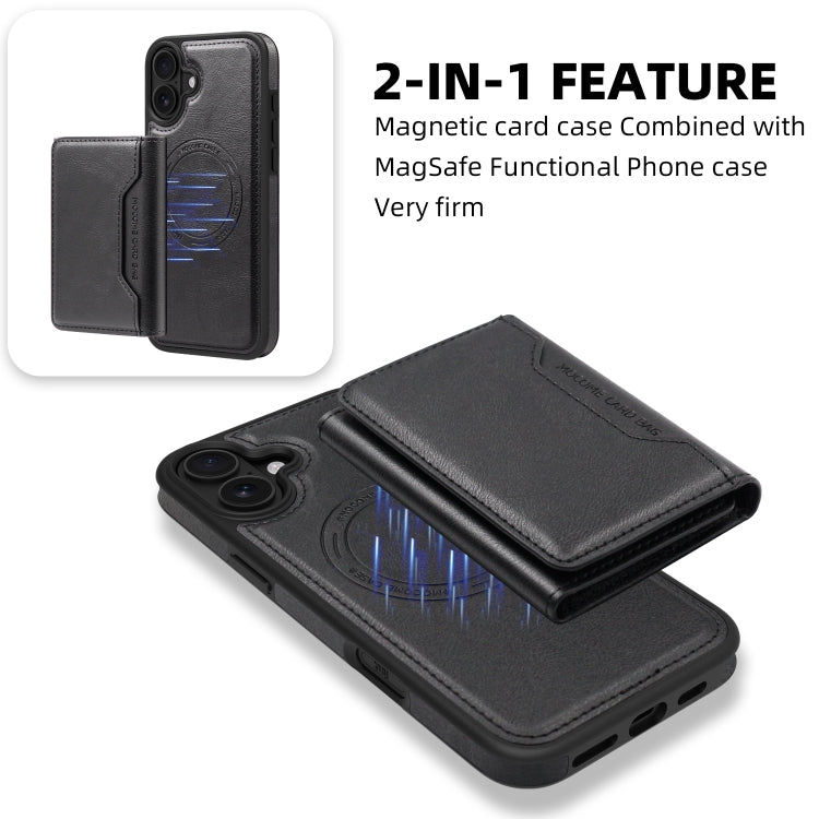 For iPhone 16 Shield Multi-functional MagSafe Card Bag Phone Case