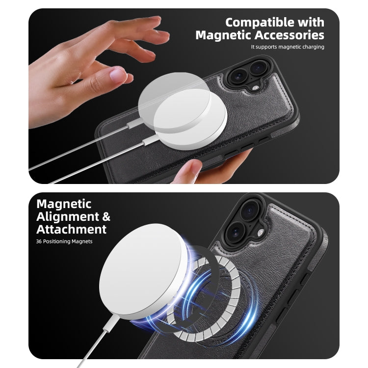 For iPhone 16 Shield Multi-functional MagSafe Card Bag Phone Case