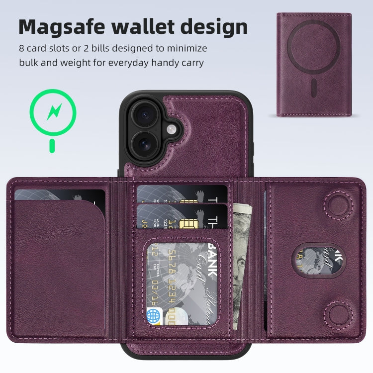 For iPhone 16 Shield Multi-functional MagSafe Card Bag Phone Case