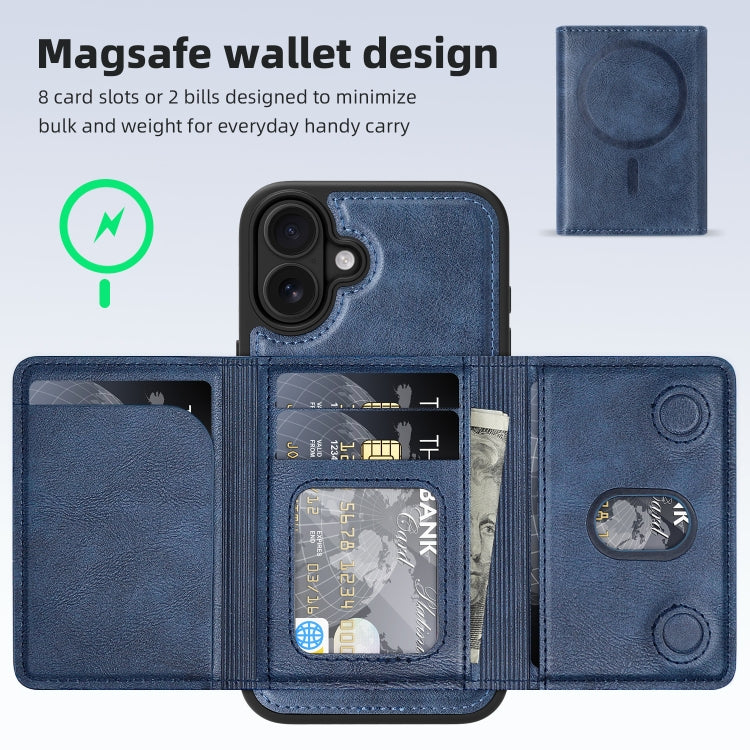 For iPhone 16 Shield Multi-functional MagSafe Card Bag Phone Case