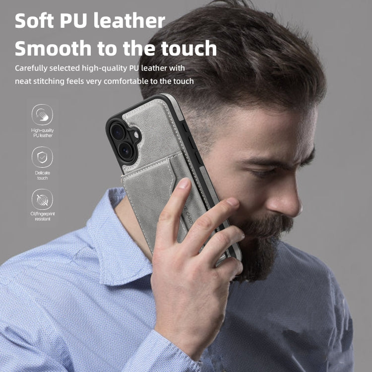 For iPhone 16 Shield Multi-functional MagSafe Card Bag Phone Case