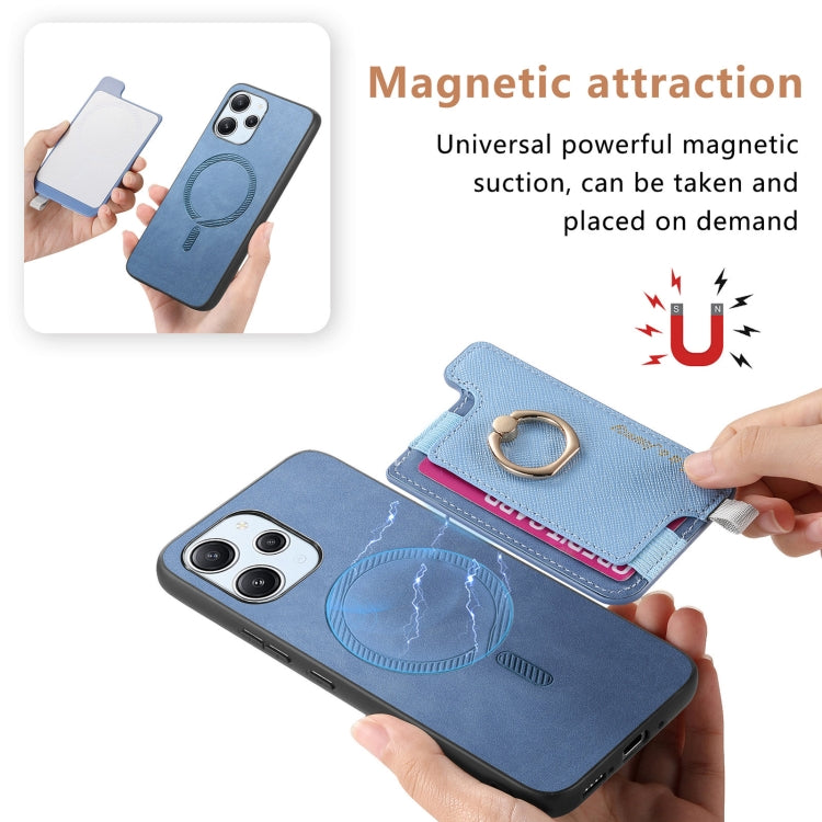 For Xiaomi Redmi A3 Retro Magsafe Cross Leather Ring Holder Card Bag Phone Case