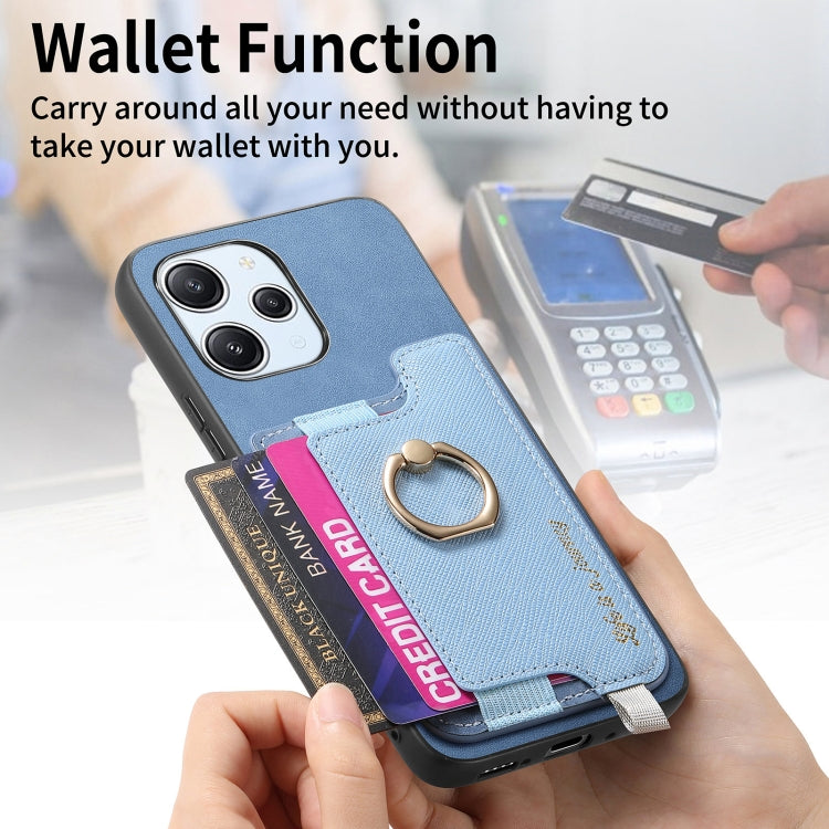 For Xiaomi Redmi Note 13 4G Retro Magsafe Cross Leather Ring Holder Card Bag Phone Case