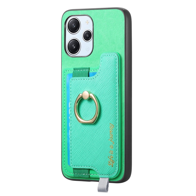 For Xiaomi Redmi Note 13 4G Retro Magsafe Cross Leather Ring Holder Card Bag Phone Case