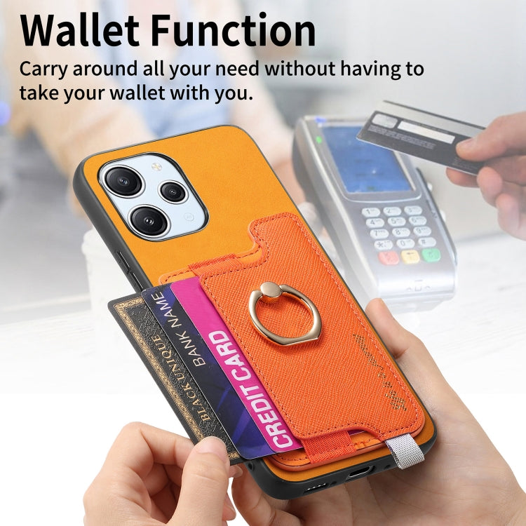 For Redmi Note 13 Pro+ Retro Magsafe Cross Leather Ring Holder Card Bag Phone Case
