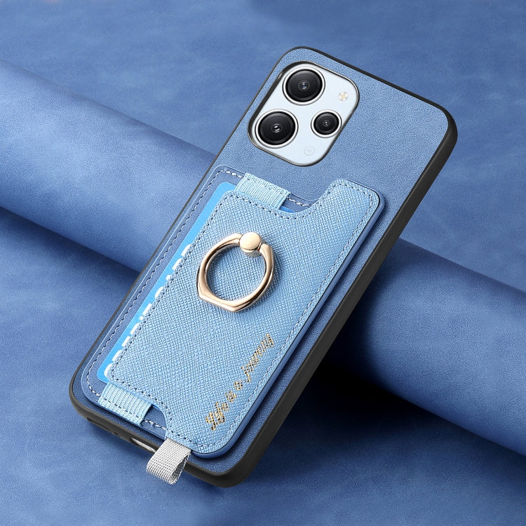 For Redmi Note 13 Pro+ Retro Magsafe Cross Leather Ring Holder Card Bag Phone Case