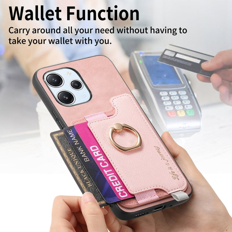 For Redmi Note 13 Pro+ Retro Magsafe Cross Leather Ring Holder Card Bag Phone Case