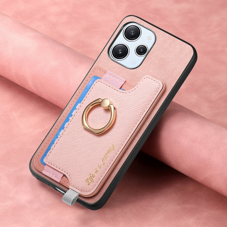 For Redmi Note 13 Pro+ Retro Magsafe Cross Leather Ring Holder Card Bag Phone Case