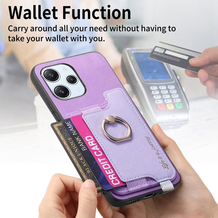 For Redmi Note 13 Pro+ Retro Magsafe Cross Leather Ring Holder Card Bag Phone Case