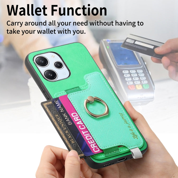For Redmi Note 13 Pro+ Retro Magsafe Cross Leather Ring Holder Card Bag Phone Case