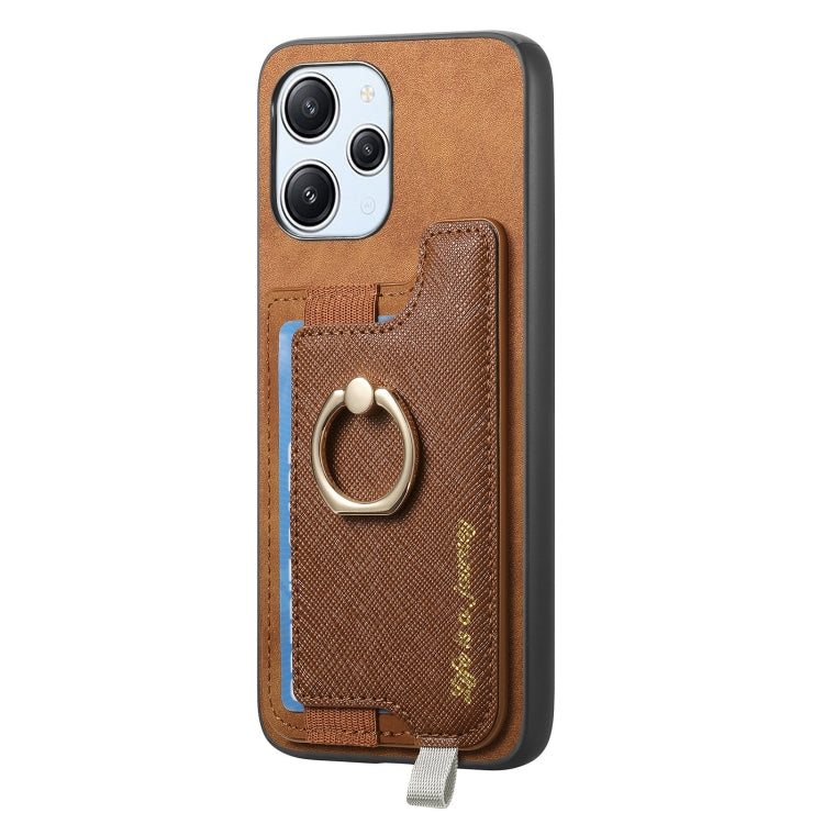 For Redmi Note 13 Pro+ Retro Magsafe Cross Leather Ring Holder Card Bag Phone Case
