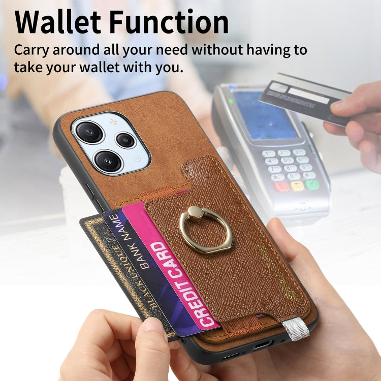 For Redmi Note 13 Pro+ Retro Magsafe Cross Leather Ring Holder Card Bag Phone Case