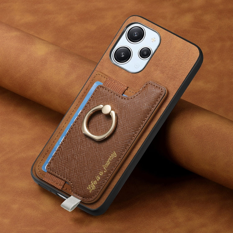 For Redmi Note 13 Pro+ Retro Magsafe Cross Leather Ring Holder Card Bag Phone Case