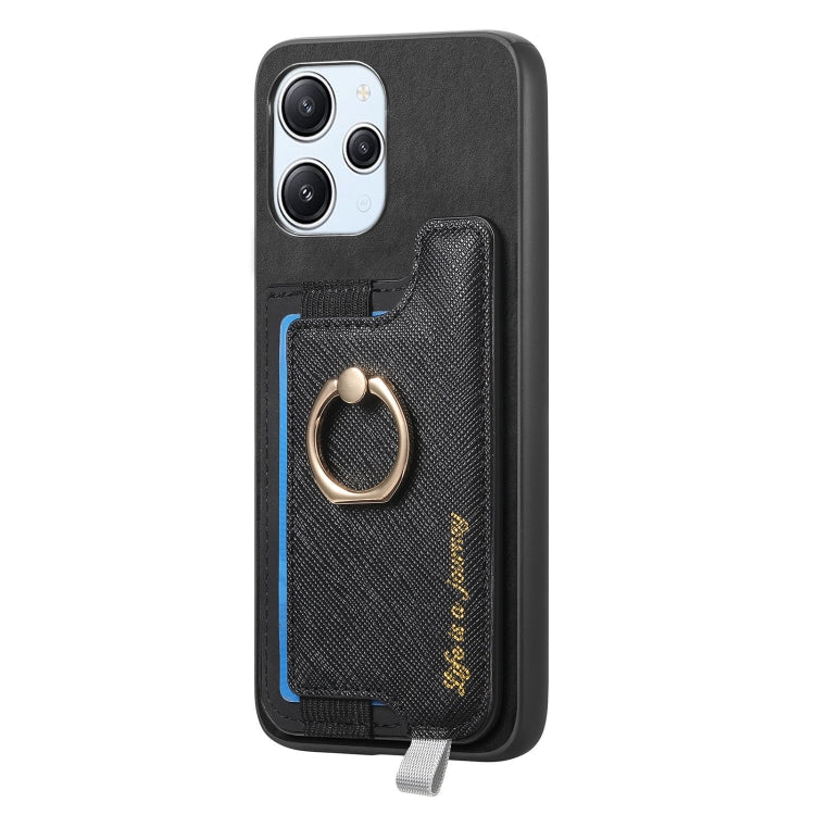 For Redmi Note 13 Pro+ Retro Magsafe Cross Leather Ring Holder Card Bag Phone Case