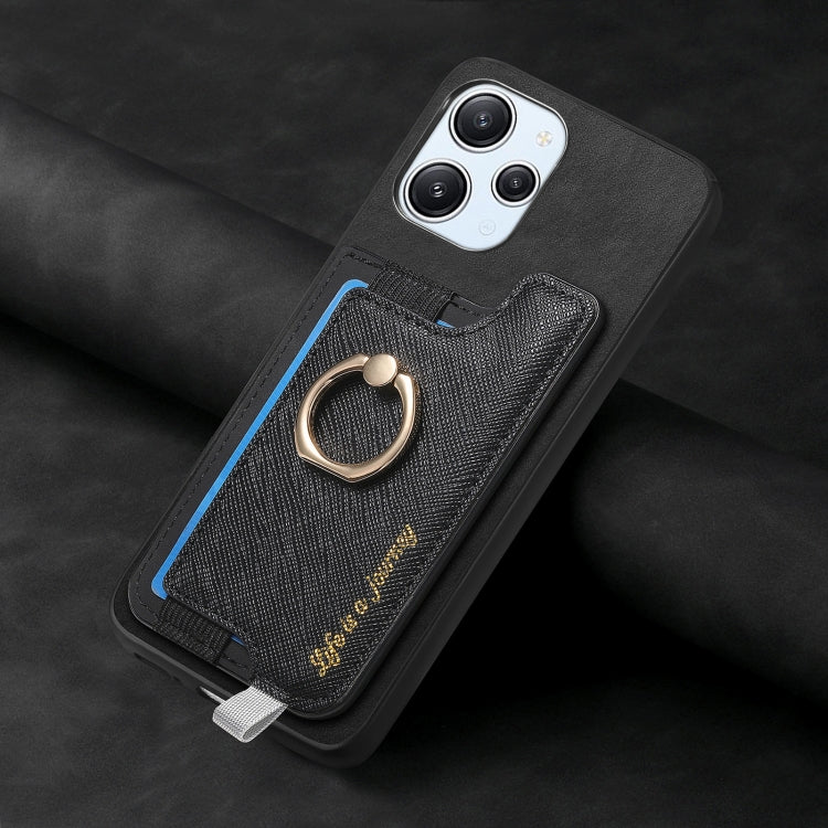For Redmi Note 13 Pro+ Retro Magsafe Cross Leather Ring Holder Card Bag Phone Case