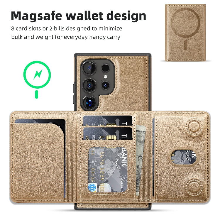 For Samsung Galaxy S22 5G Shield Multi-functional MagSafe Card Bag Phone Case