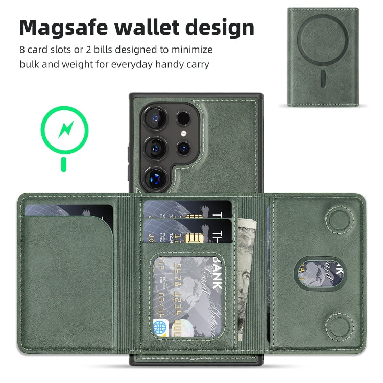 For Samsung Galaxy S22 5G Shield Multi-functional MagSafe Card Bag Phone Case
