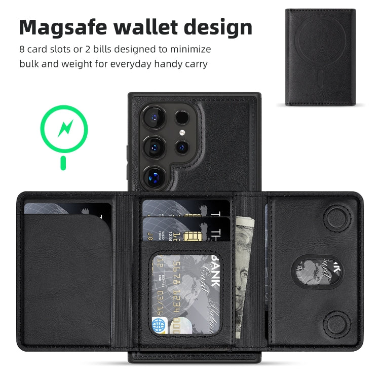 For Samsung Galaxy S22+ 5G Shield Multi-functional MagSafe Card Bag Phone Case
